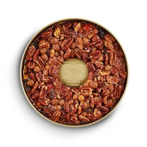 Collin Street Bakery Salted Caramel Pecan Cake in Collectible Gift Tin - 708 Regular Size 7” Cake with Pecans, Cherries, Pineapple, Caramel, Chocolate & Honey