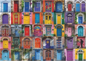 Colorful Door Puzzles for Adults 1000 Pieces, Vintage Unique Jigsaw Puzzle, Difficult Door Art Puzzle as Home Wall Decor, Funny Challenging Puzzles for Adults