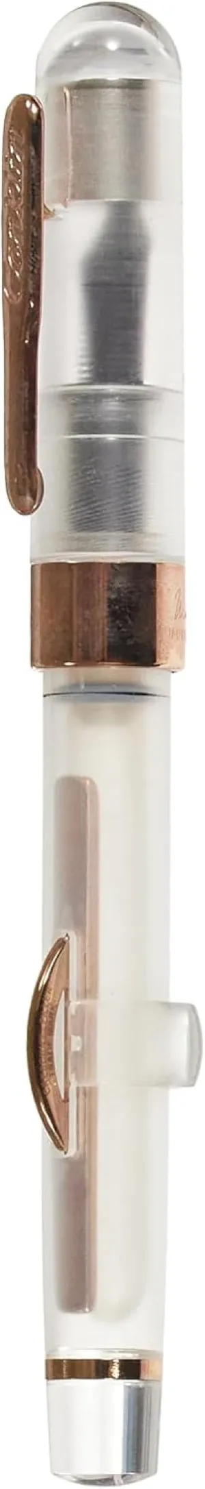 Conklin Mark Twain Demo Crescent Filler 1898 Limited Edition Fountain Pen - Clear with 18 Karat Rose Gold Trim - Medium Nib - Luxury Writing Instrument