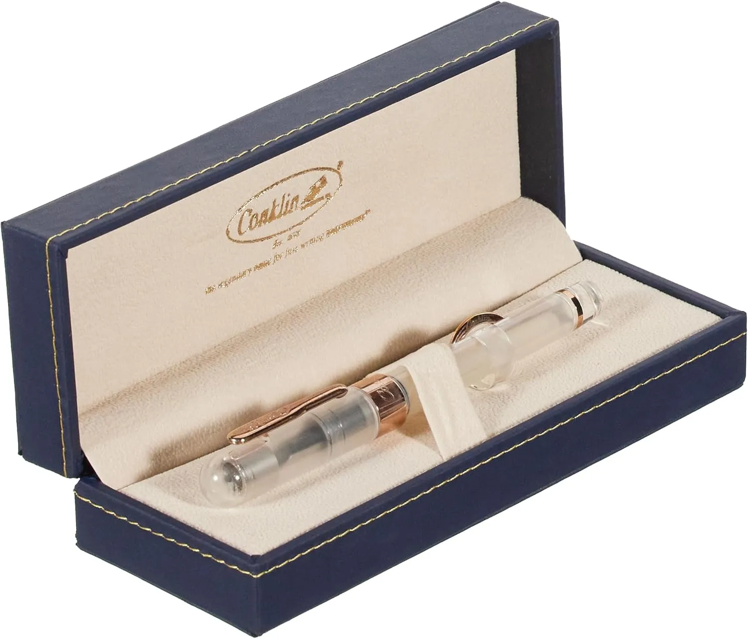 Conklin Mark Twain Demo Crescent Filler 1898 Limited Edition Fountain Pen - Clear with 18 Karat Rose Gold Trim - Medium Nib - Luxury Writing Instrument
