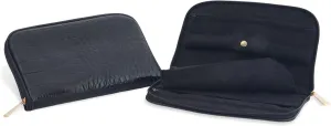CONNOISSEURS Leather Jewelry Carrying Clutch, Black