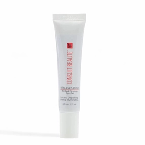 Consult Beaute Real-EYEZ-ATION Tinted Instant Firming Eye Gel - For Puffy Under Eyes - Temporary Eye Lid Lift - Illuminating - For Collagen and Elastin Production - Women and Men - .5 Fl. Oz