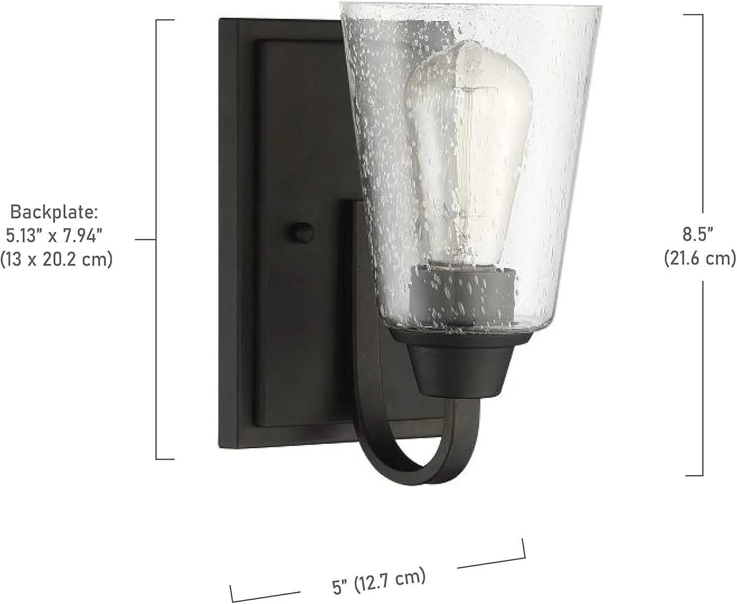 Craftmade 41901-ESP-CS Grace Clear Seeded Glass Vanity Bath Lighting, 1-Light 60 Watt, Espresso