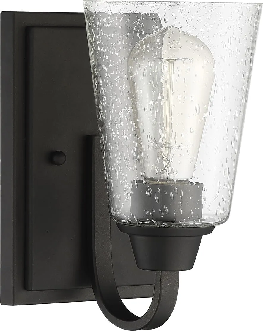 Craftmade 41901-ESP-CS Grace Clear Seeded Glass Vanity Bath Lighting, 1-Light 60 Watt, Espresso