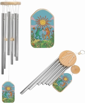 Dancing Frogs and Sun Wind Chimes Outside with Relaxing Rich Sound, Memorial Wind Chimes Gifts Porch Garden Backyard