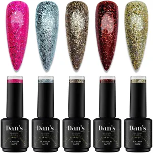 Dan's Nails Platinum Glitter Gel Nail Polish