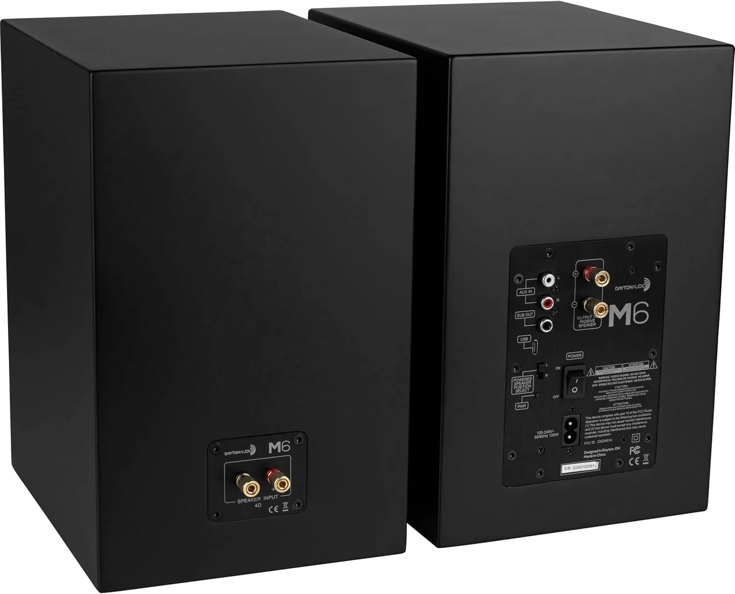 Dayton Audio M6 6-1/2" Powered Desktop Speakers with Bluetooth and USB DAC | Remote Included | 150W Peak Power | Pair (Black, 6.5in)
