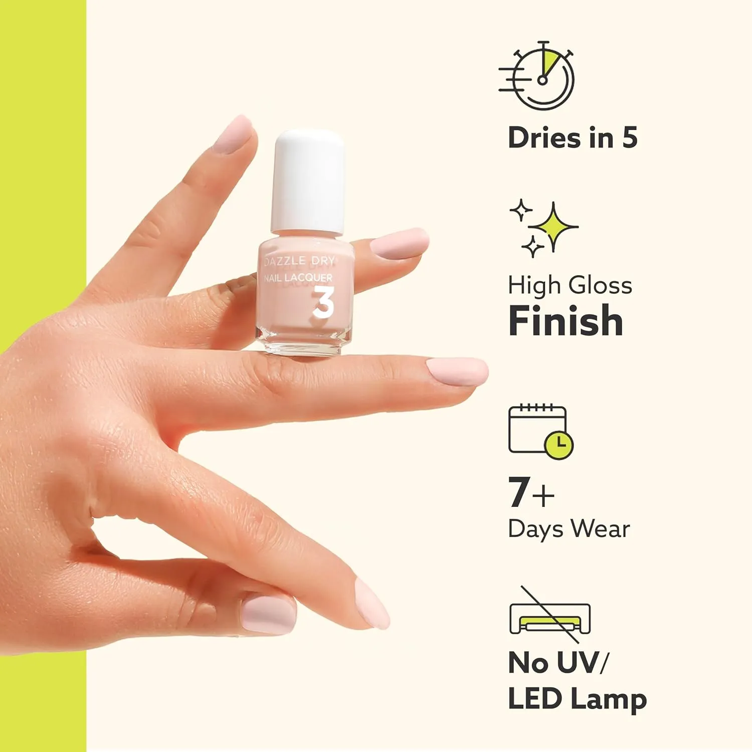 Dazzle Dry Mini Kit 4 Step System - Cupid's Arrow - A sheer white layering effect with a glistening gold sparkle. Sheer shimmer. (5 Piece Kit / 5 Manicures)