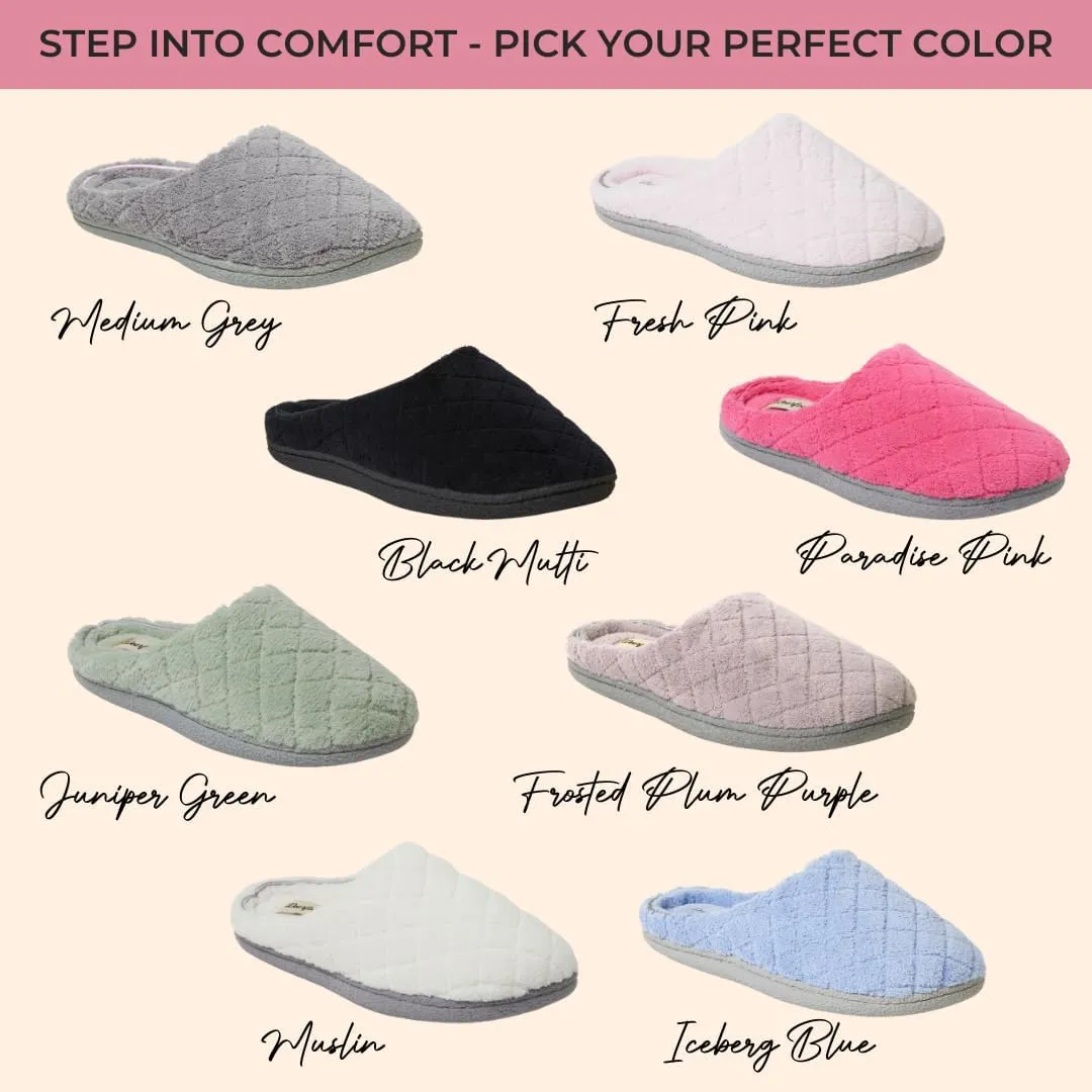 Dearfoams Women's Leslie Quilted Terry Clog with Wide Widths Slipper