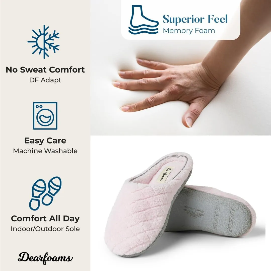 Dearfoams Women's Leslie Quilted Terry Clog with Wide Widths Slipper