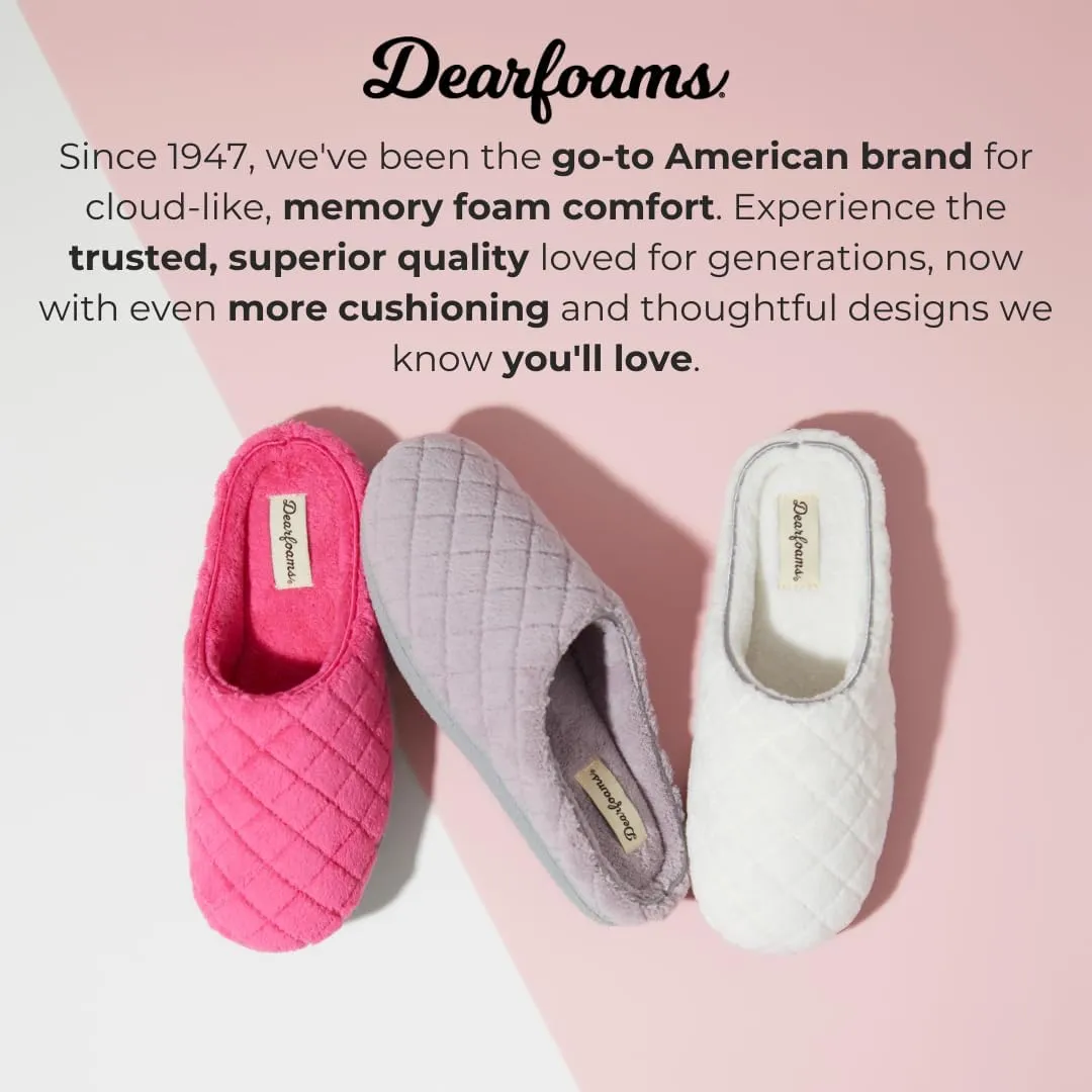 Dearfoams Women's Leslie Quilted Terry Clog with Wide Widths Slipper