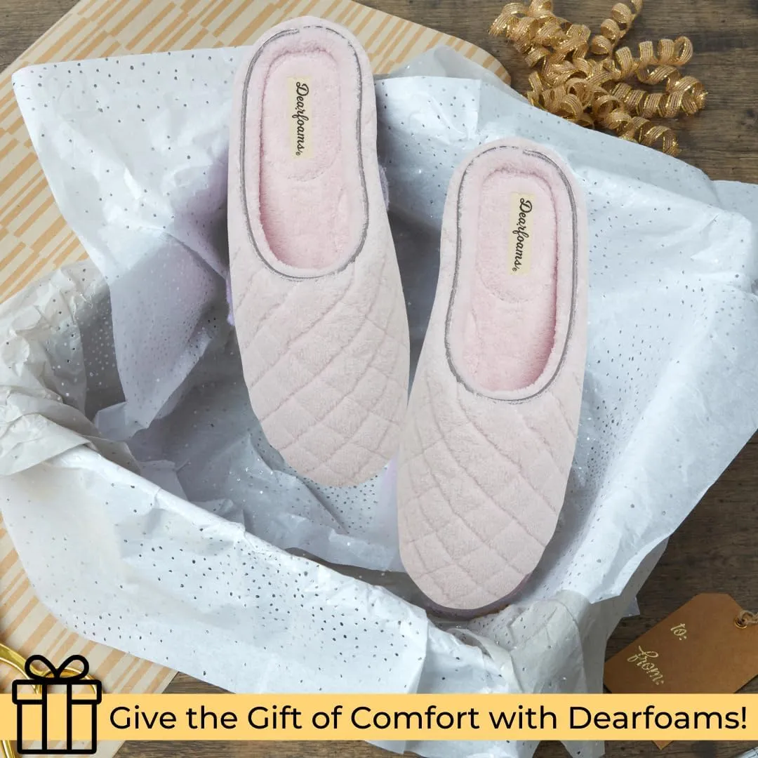 Dearfoams Women's Leslie Quilted Terry Clog with Wide Widths Slipper