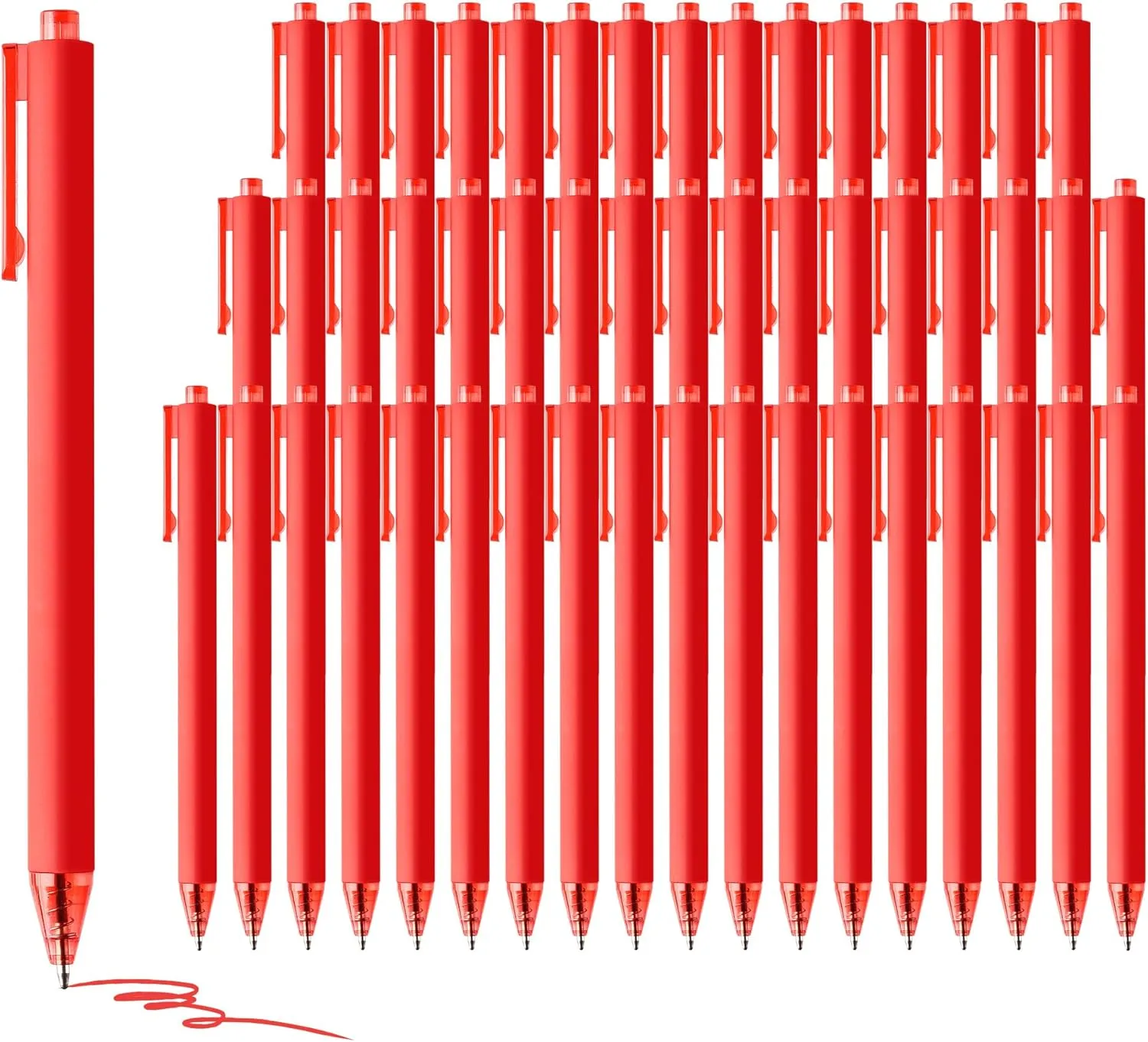 deegtran Pens Bulk, 50 Pack Smooth Red Ink Ballpoint Pens, Wholesale Retractable Pens, No Bleed Click Pens Medium Point, 1.0MM