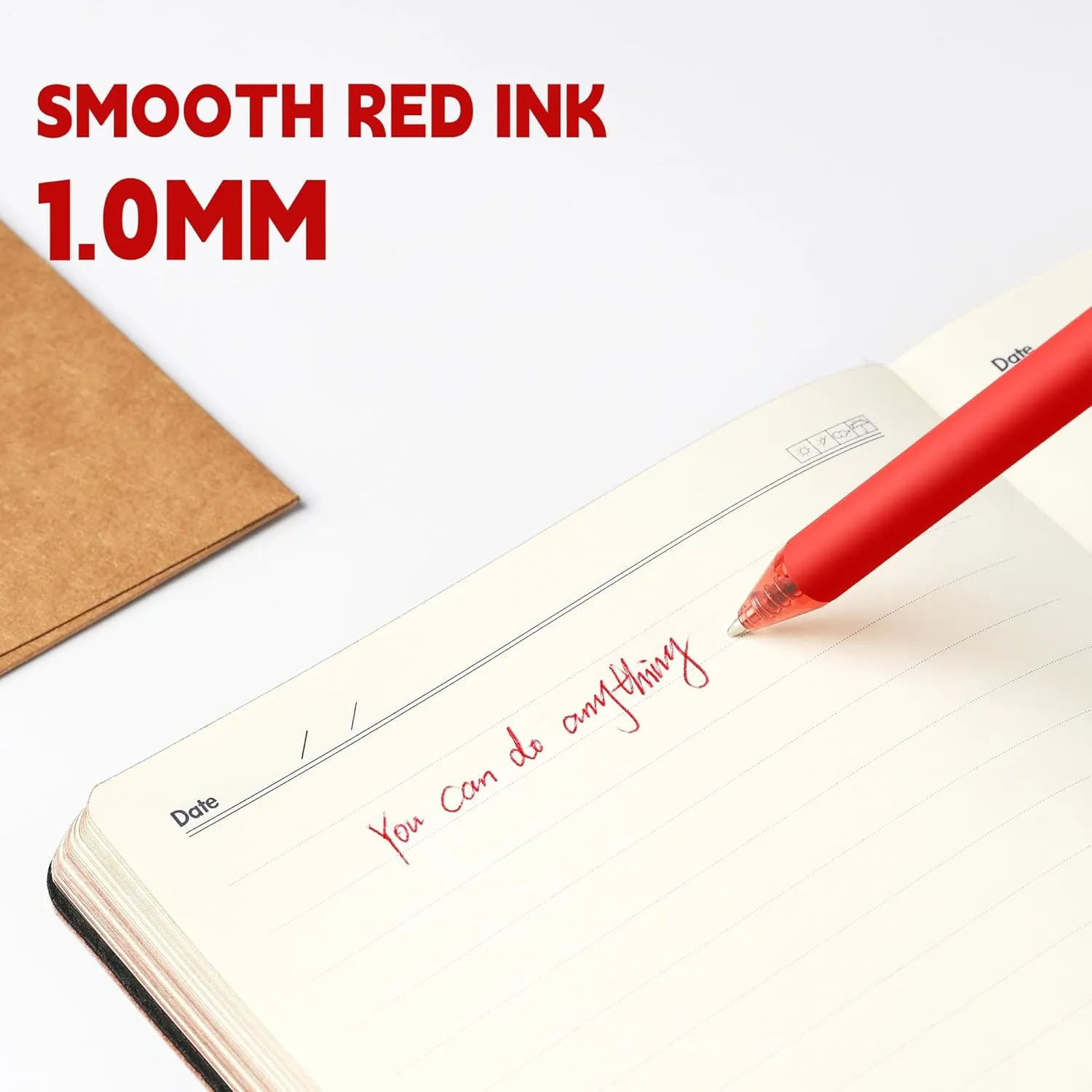 deegtran Pens Bulk, 50 Pack Smooth Red Ink Ballpoint Pens, Wholesale Retractable Pens, No Bleed Click Pens Medium Point, 1.0MM