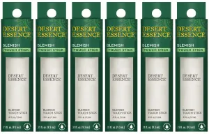 Desert Essence Herbal Blemish Touch Stick with Natural Extracts & Essential Oils - .31 Fl Ounce - Pack of 6 - Antiseptic Tea Tree Oil - Chamomile - Lavender - Palmarosa - Clear & Radiant Skin