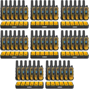 DEWALT DXFRS800 2 Watt Heavy Duty Walkie Talkies - Waterproof, Shock Resistant, Long Range & Rechargeable Two-Way Radio with VOX (48 Pack w/ 8X Gang Chargers) (8DXFRS800-BCH6)