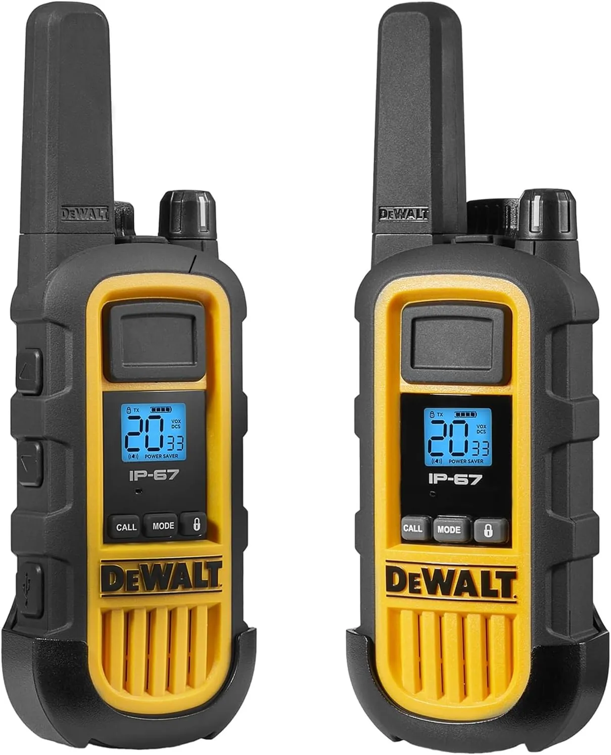 DEWALT DXFRS800 2 Watt Heavy Duty Walkie Talkies - Waterproof, Shock Resistant, Long Range & Rechargeable Two-Way Radio with VOX (6 Pack w/Gang Charger) (DXFRS800-BCH6)