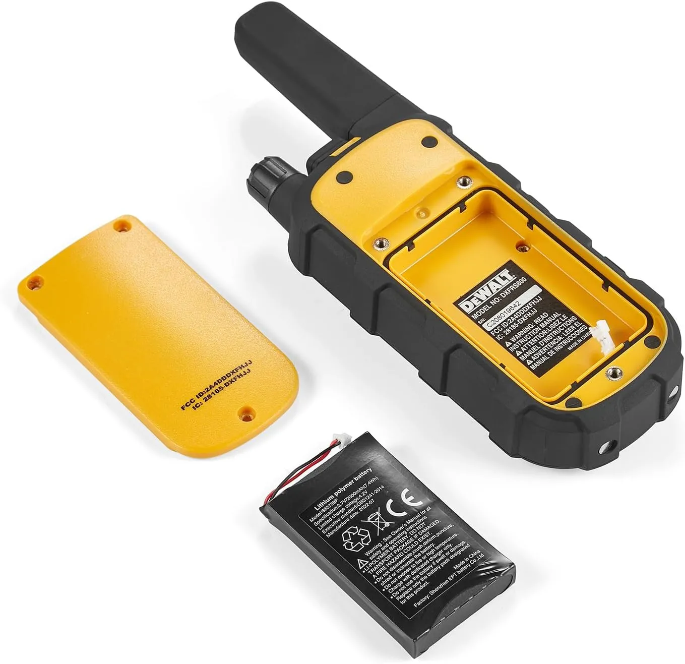 DEWALT DXFRS800 2 Watt Heavy Duty Walkie Talkies - Waterproof, Shock Resistant, Long Range & Rechargeable Two-Way Radio with VOX (6 Pack w/Gang Charger) (DXFRS800-BCH6)