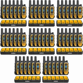 DEWALT DXFRS300 1 Watt Heavy Duty Walkie Talkies - Waterproof, Shock Resistant, Long Range & Rechargeable Two-Way Radio with VOX (48 Pack w/ 8X Gang Chargers) (8DXFRS300-BCH6)