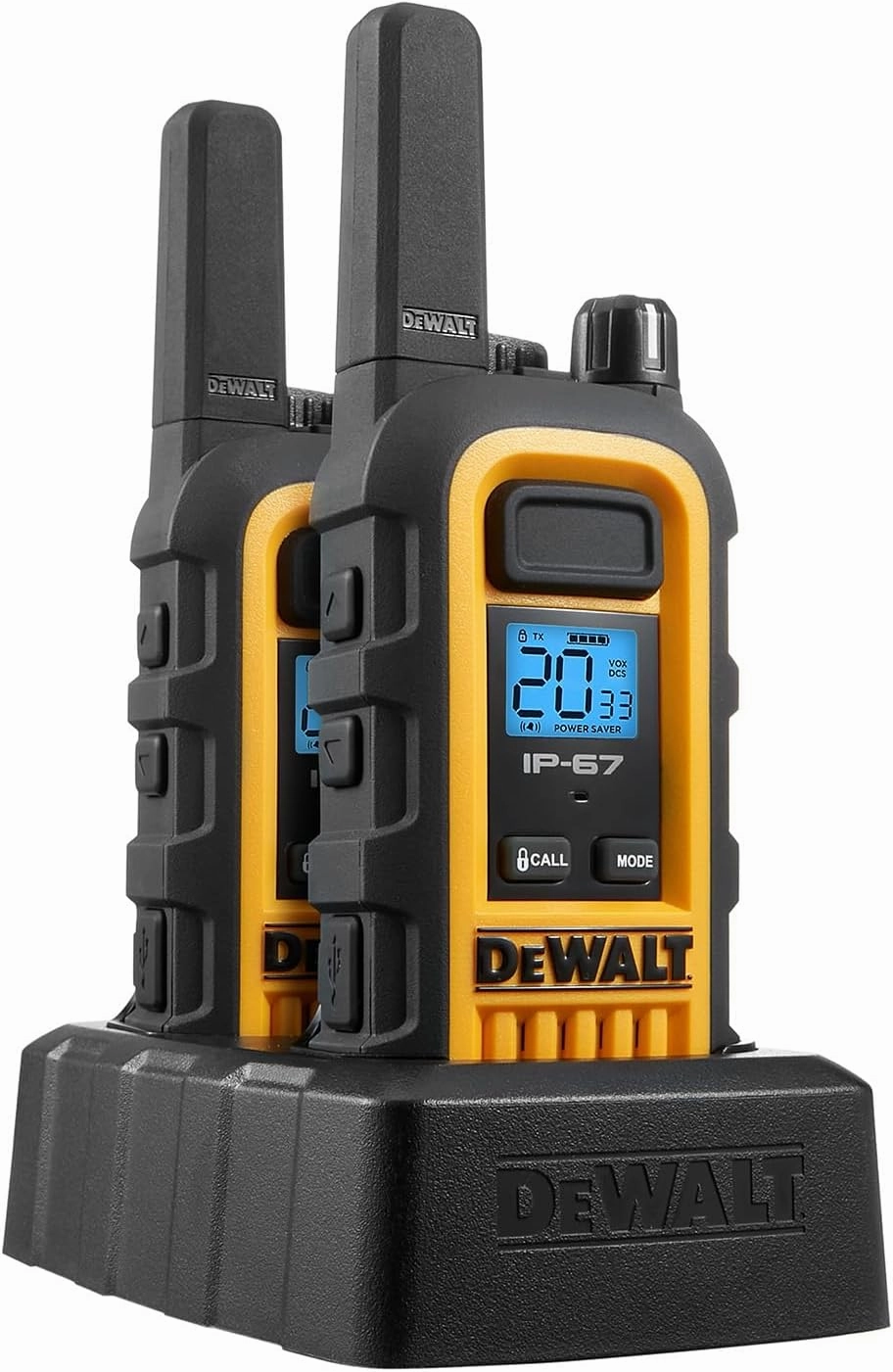 DEWALT DXFRS300 1 Watt Heavy Duty Walkie Talkies with Headsets - Waterproof, Shock Resistant, Long Range & Rechargeable Two-Way Radio with VOX (6 Pack)