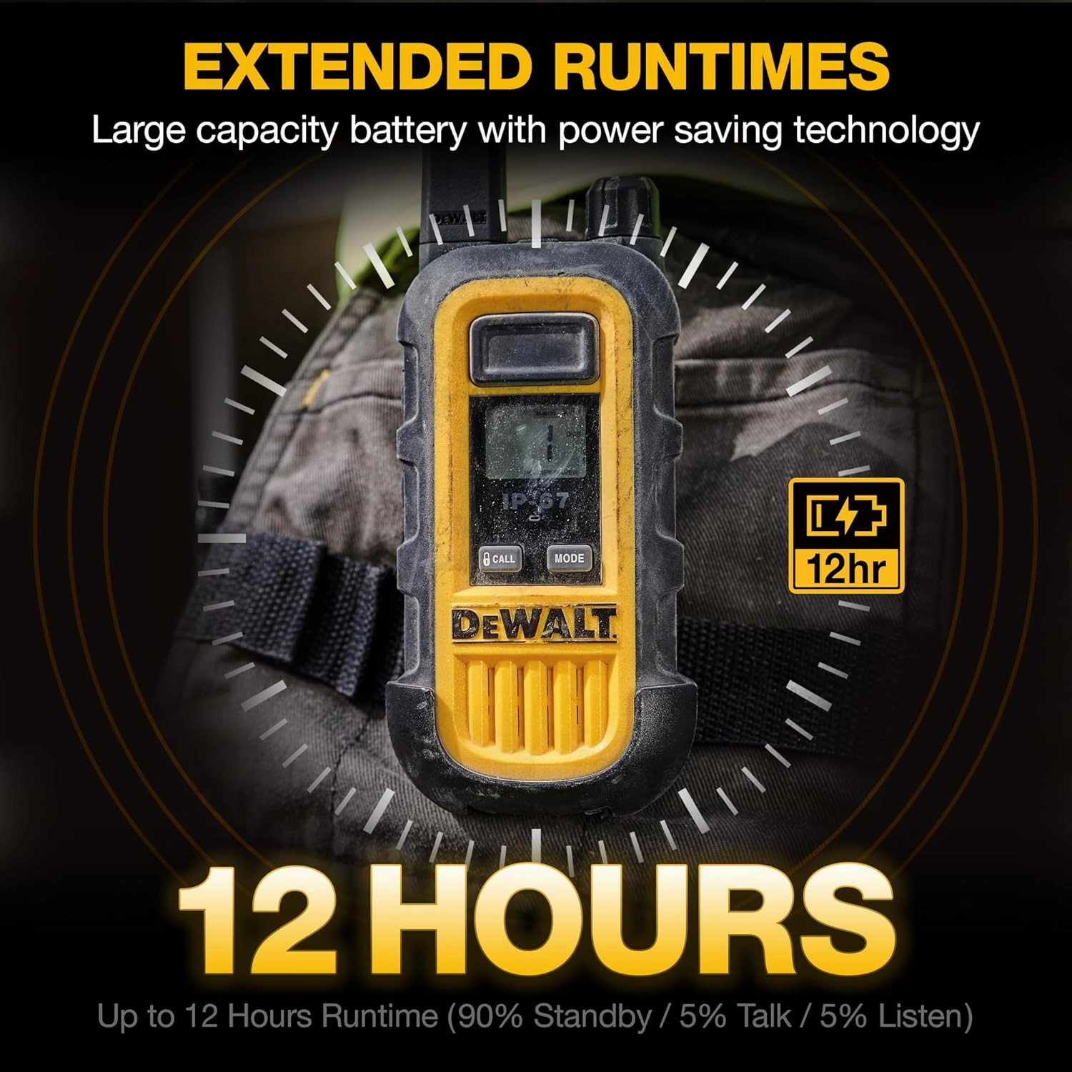 DEWALT DXFRS300 1 Watt Heavy Duty Walkie Talkies with Headsets - Waterproof, Shock Resistant, Long Range & Rechargeable Two-Way Radio with VOX (6 Pack)