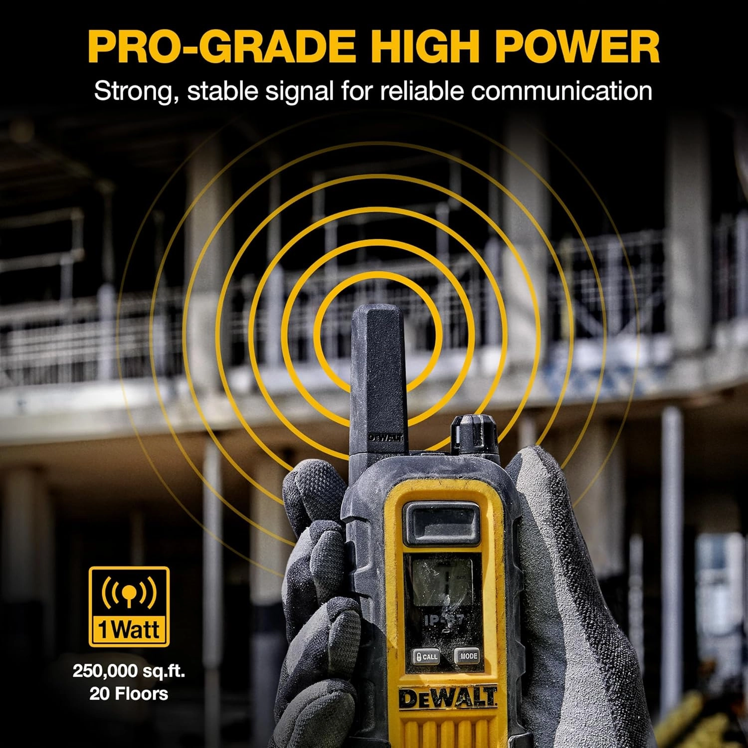 DEWALT DXFRS300 1 Watt Heavy Duty Walkie Talkies with Headsets - Waterproof, Shock Resistant, Long Range & Rechargeable Two-Way Radio with VOX (6 Pack)