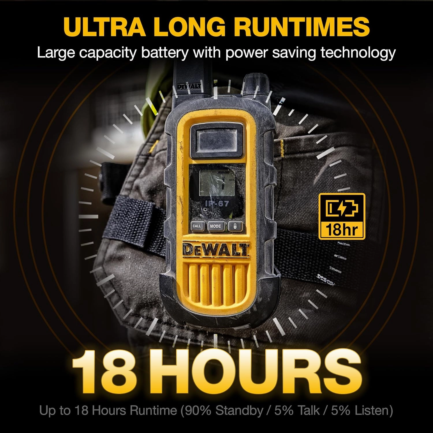 DEWALT DXFRS800 2 Watt Heavy Duty Walkie Talkies - Waterproof, Shock Resistant, Long Range & Rechargeable Two-Way Radio with VOX (6 Pack w/Gang Charger) (DXFRS800-BCH6)