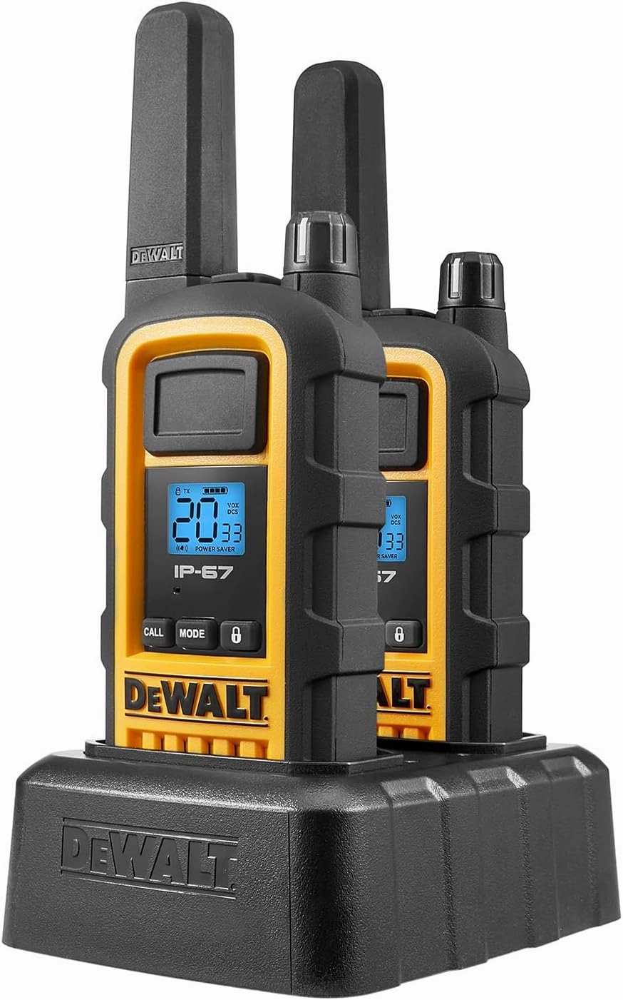 DEWALT DXFRS800 2 Watt Heavy Duty Walkie Talkies with Headsets - Waterproof, Shock Resistant, Long Range & Rechargeable Two-Way Radio with VOX (6 Pack)