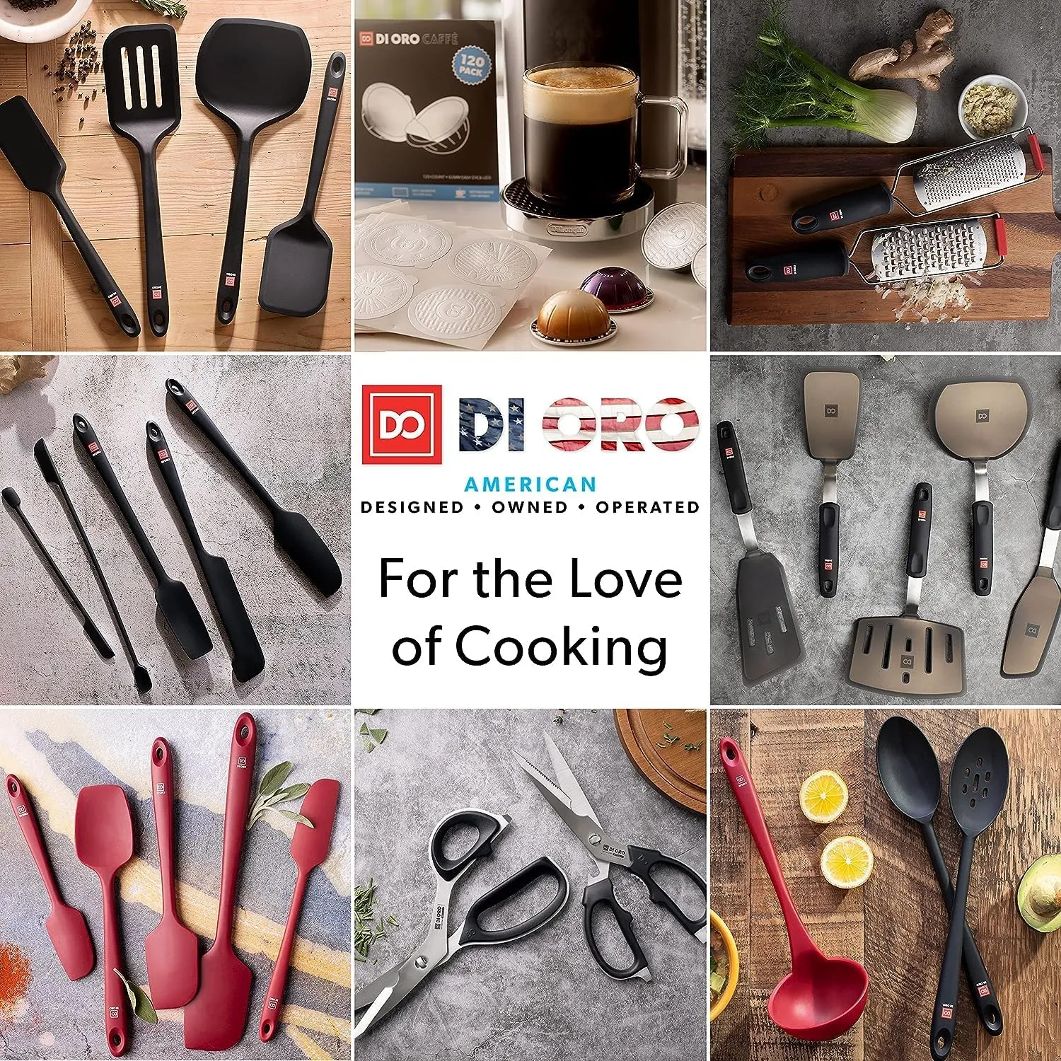 di Oro Living Silicone Spatula Set - 3-piece 600F Heat-Resistant Baking Spoon & Spatulas - Ergonomic Easy-to-Clean Seamless One-Piece Design - Pro Grade Non-stick Rubber with Stainless Steel S-Core Technology! (Red)