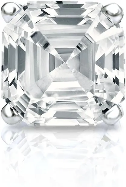 Diamond Wish 14k White Gold 4-Prong Basket Asscher Cut Diamond Single Stud Earring (3/8 cttw, H-I, I1-I2)