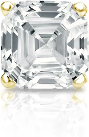 Diamond Wish 18k Yellow Gold 4-Prong Basket Asscher Cut Diamond Single Stud Earring (1/2 cttw, H-I, I1-I2)