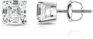 Diamond Wish IGI Certified 14k White Gold 4-Prong Basket Asscher Cut Diamond Stud Earrings (1 1/2 CTTW, H-I, I1-I2) Screw Back