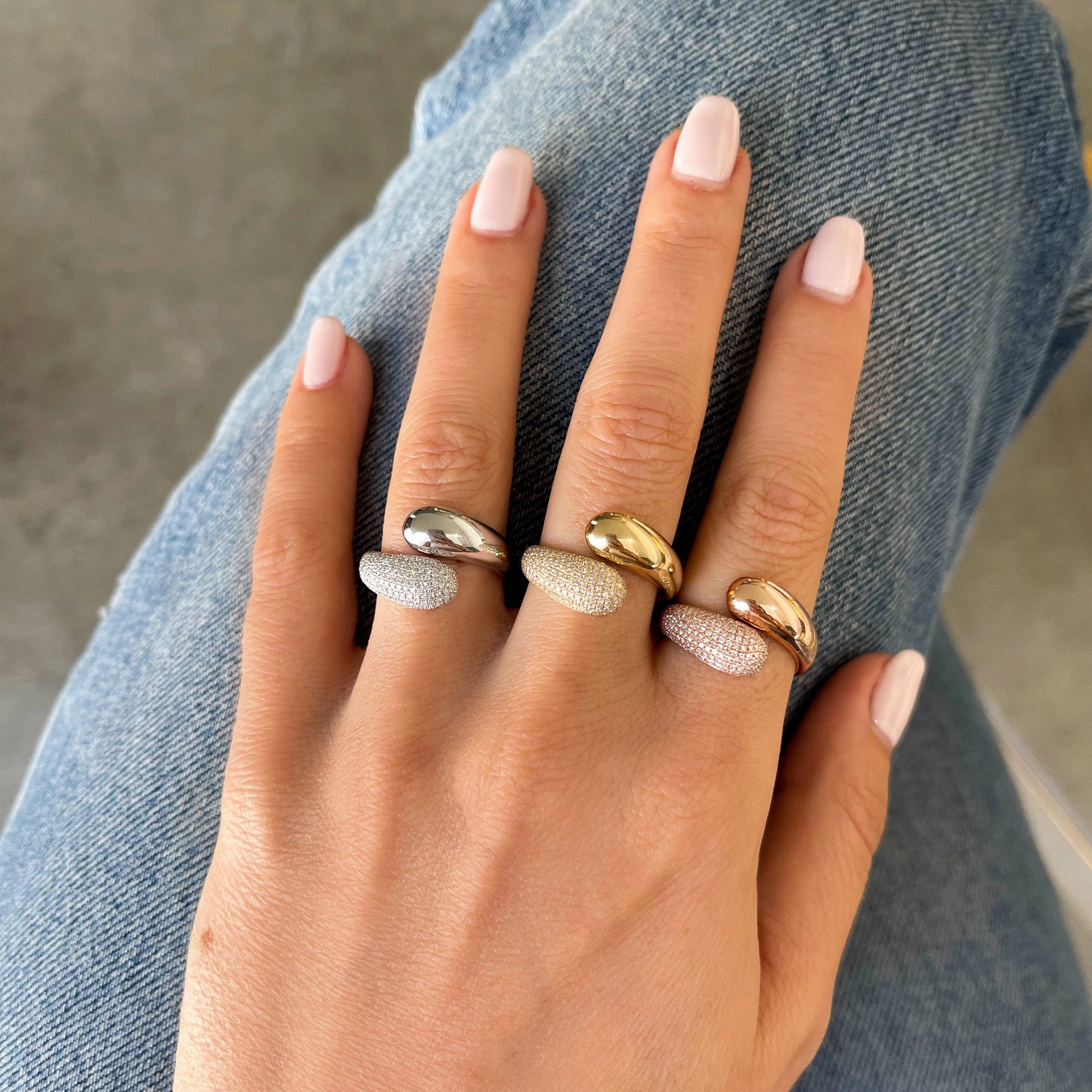 Diamond & Gold Jumbo Double Dome Ring