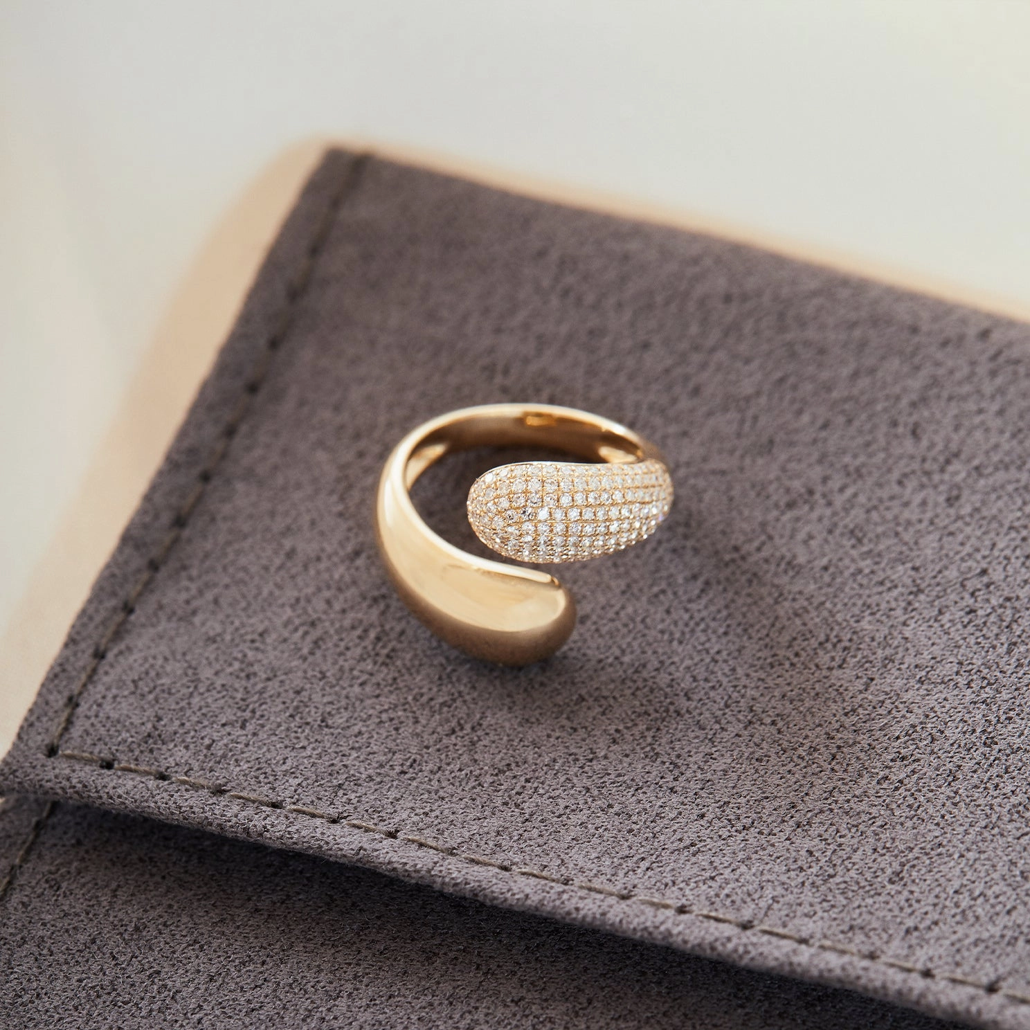 Diamond & Gold Jumbo Double Dome Ring