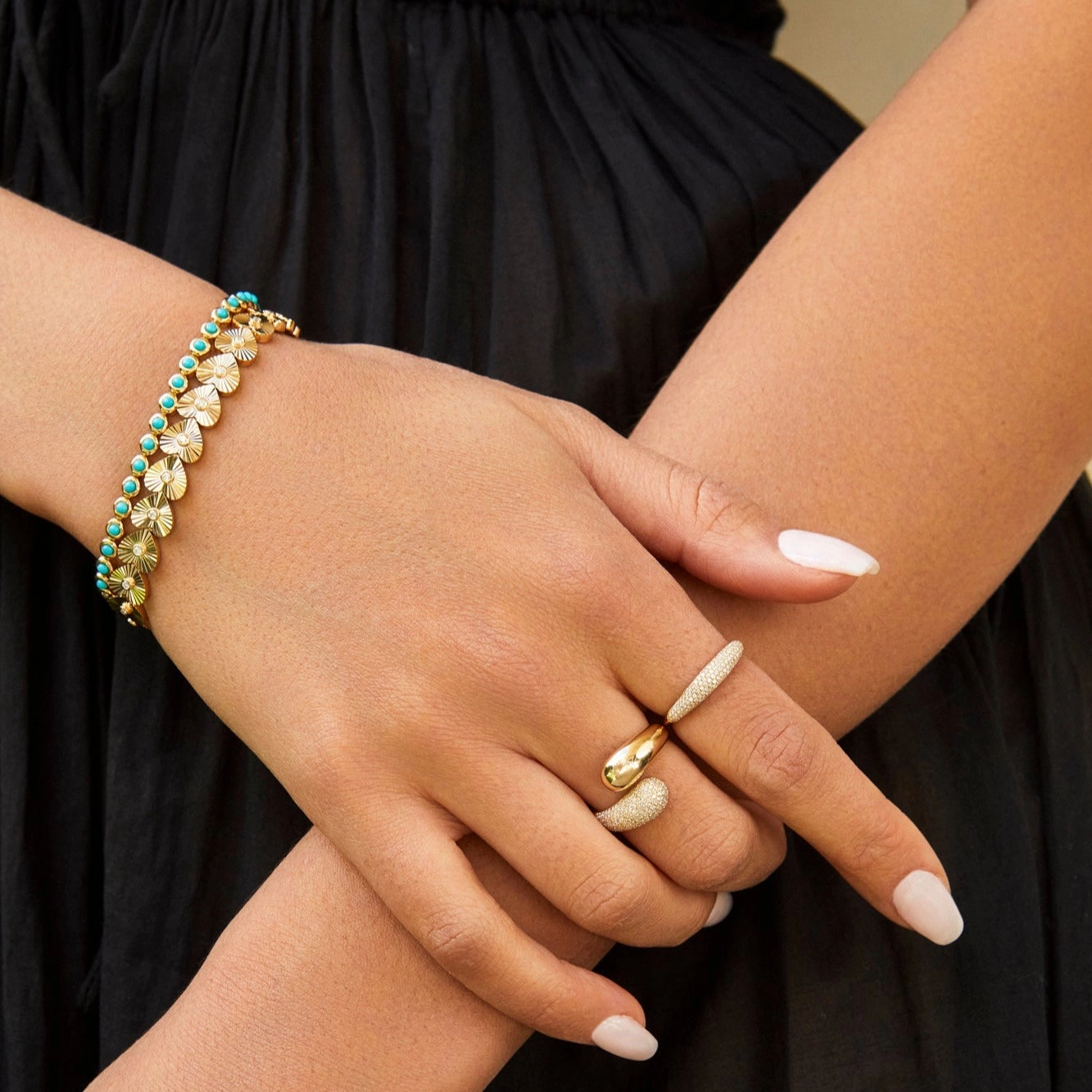 Diamond & Gold Jumbo Double Dome Ring