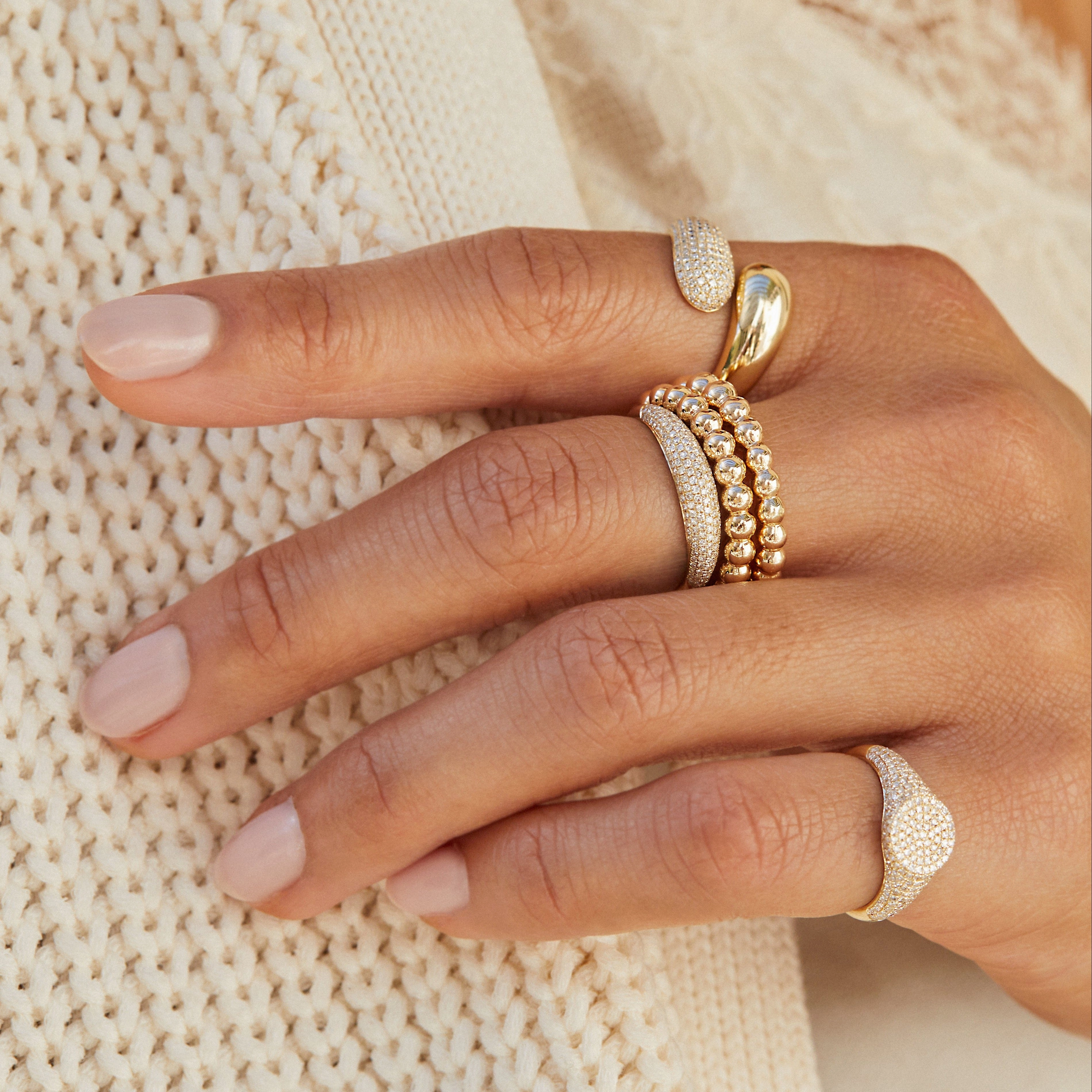 Diamond & Gold Jumbo Double Dome Ring