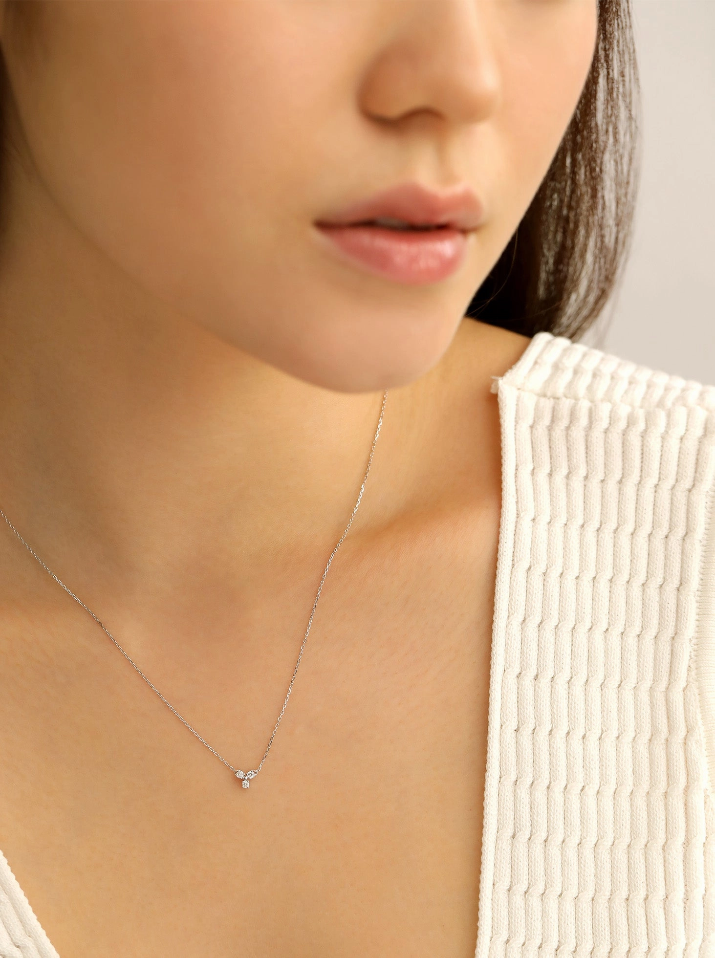 Diamond Trinity Necklace / 9K and 18K Solid Gold