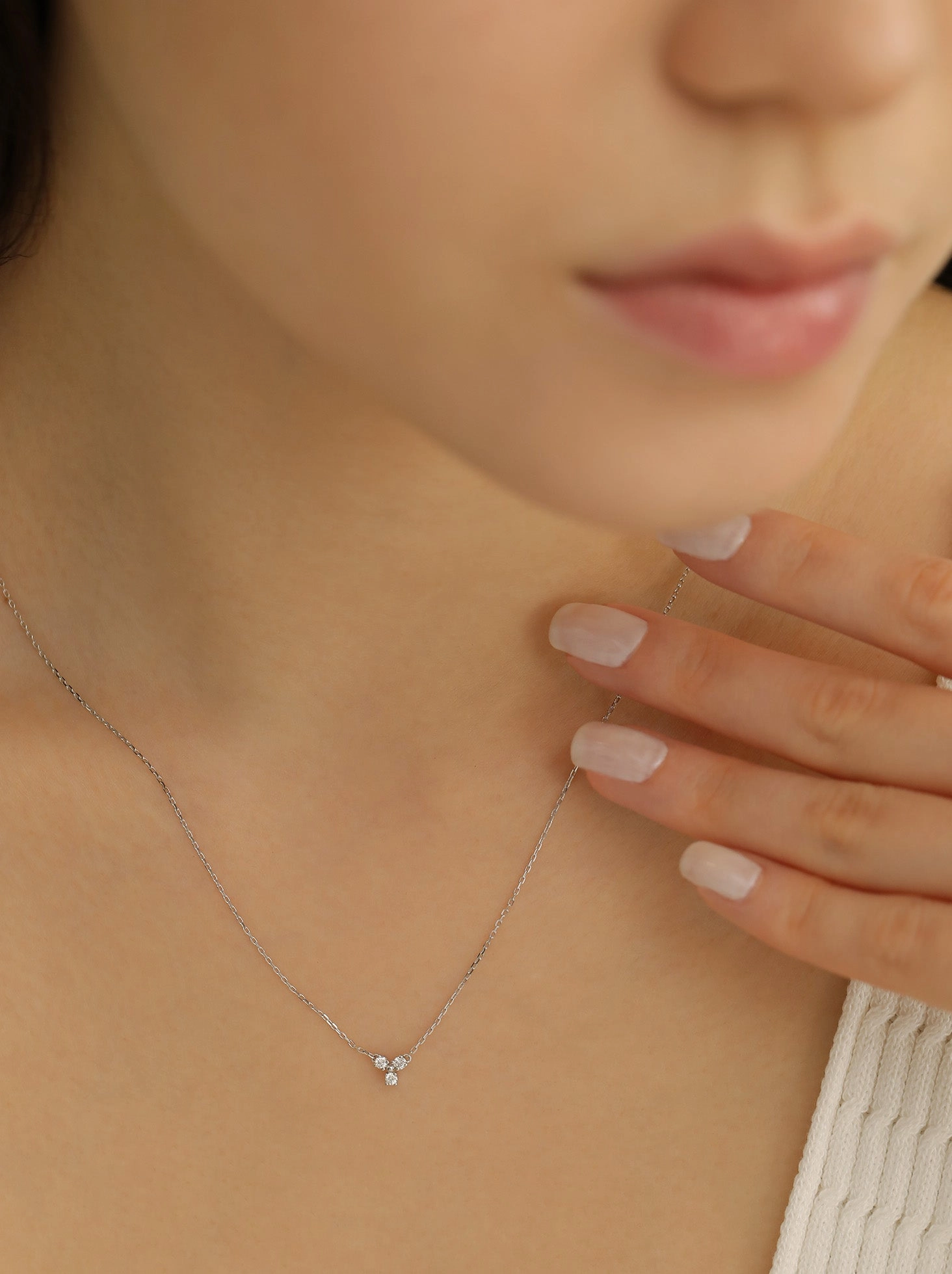 Diamond Trinity Necklace / 9K and 18K Solid Gold