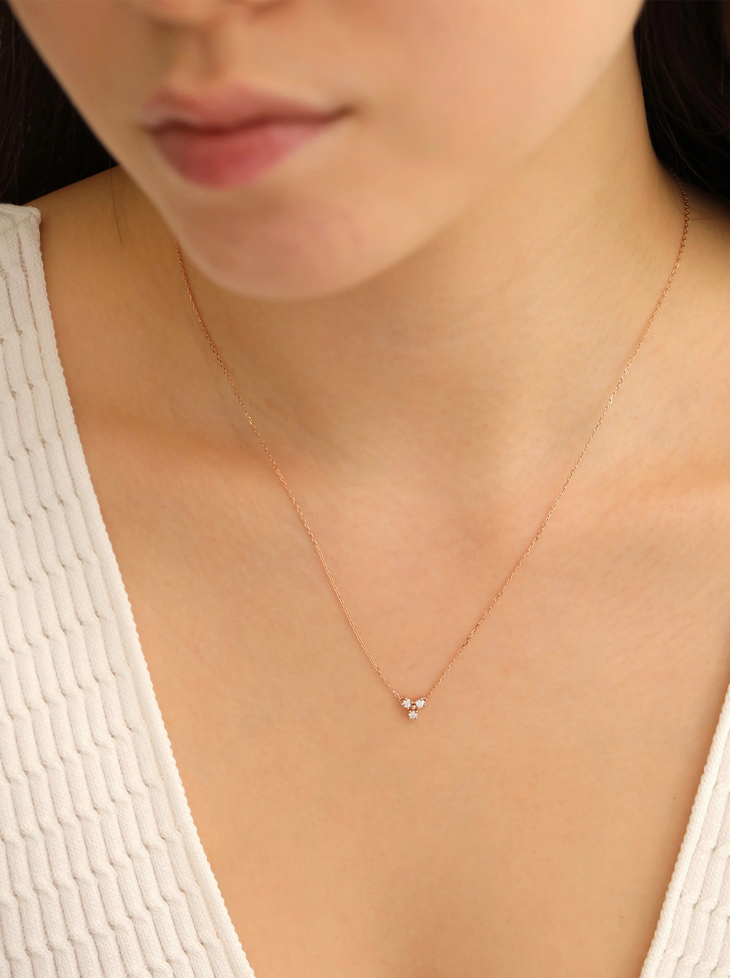 Diamond Trinity Necklace / 9K and 18K Solid Gold