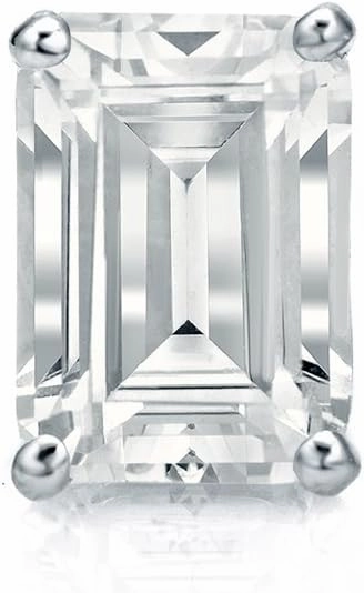 Diamond Wish 14k White Gold 4-Prong Basket Emerald Cut Diamond Single Stud Earring (1/4 cttw, G-H, VS2-SI1)