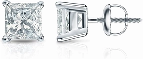 Diamond Wish 14k White Gold 4-Prong Basket Princess-Cut Diamond Stud Earrings (0.40 cttw, H-I Color, I1-I2 Clarity) Screw back