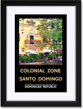Dominican Republic Santo Domingo Hard Rock Cafe Professionally Framed & Matted Art Print from Drawing and Painting by Photographer Darrell Owen Framed Art Size: 18" x 24"
