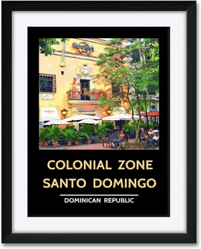 Dominican Republic Santo Domingo Hard Rock Cafe Professionally Framed & Matted Art Print from Drawing and Painting by Photographer Darrell Owen Framed Art Size: 24" x 30"