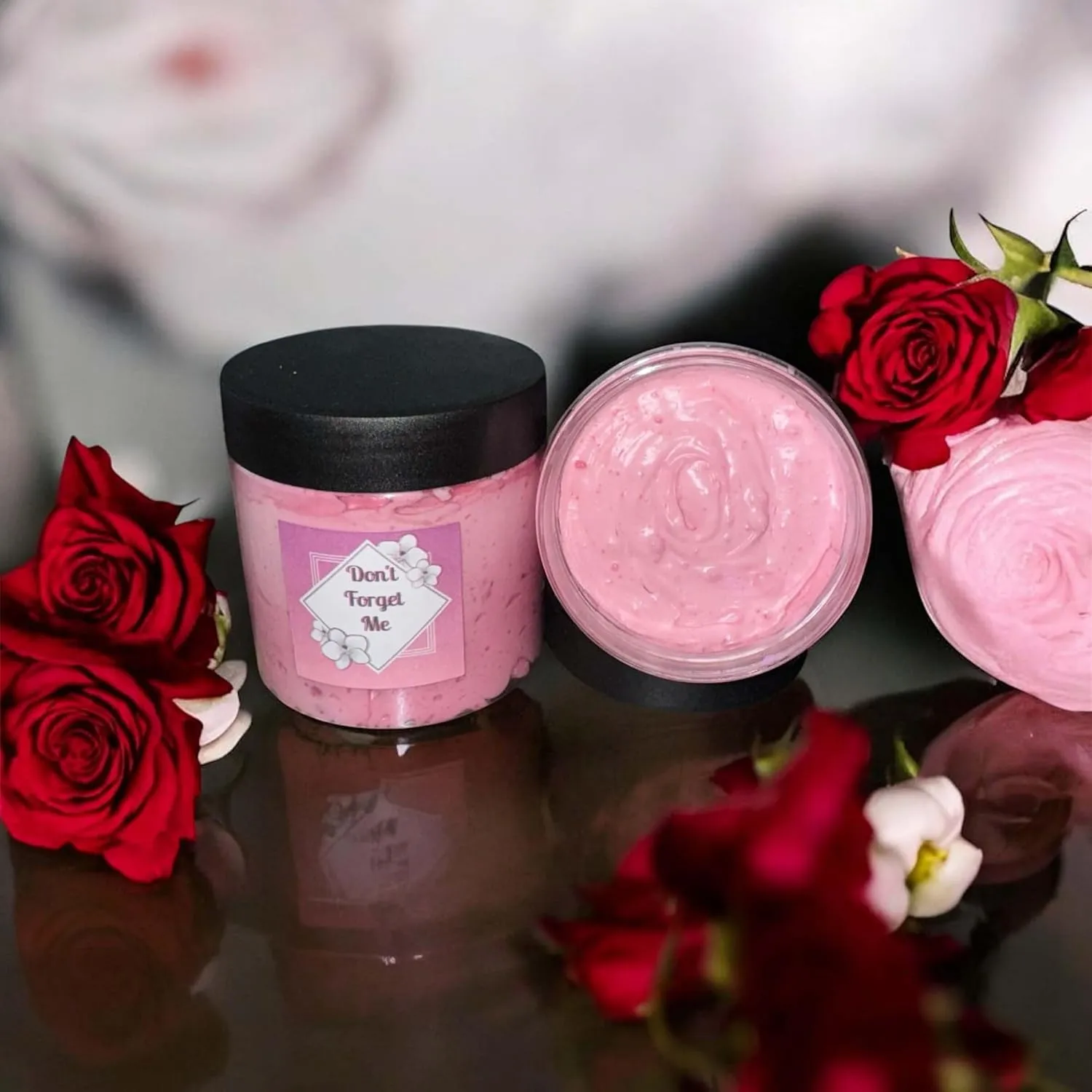 Don't Forget Me Rose Body Butter, Natural Shea & Mango Butter Moisturizer, Handmade