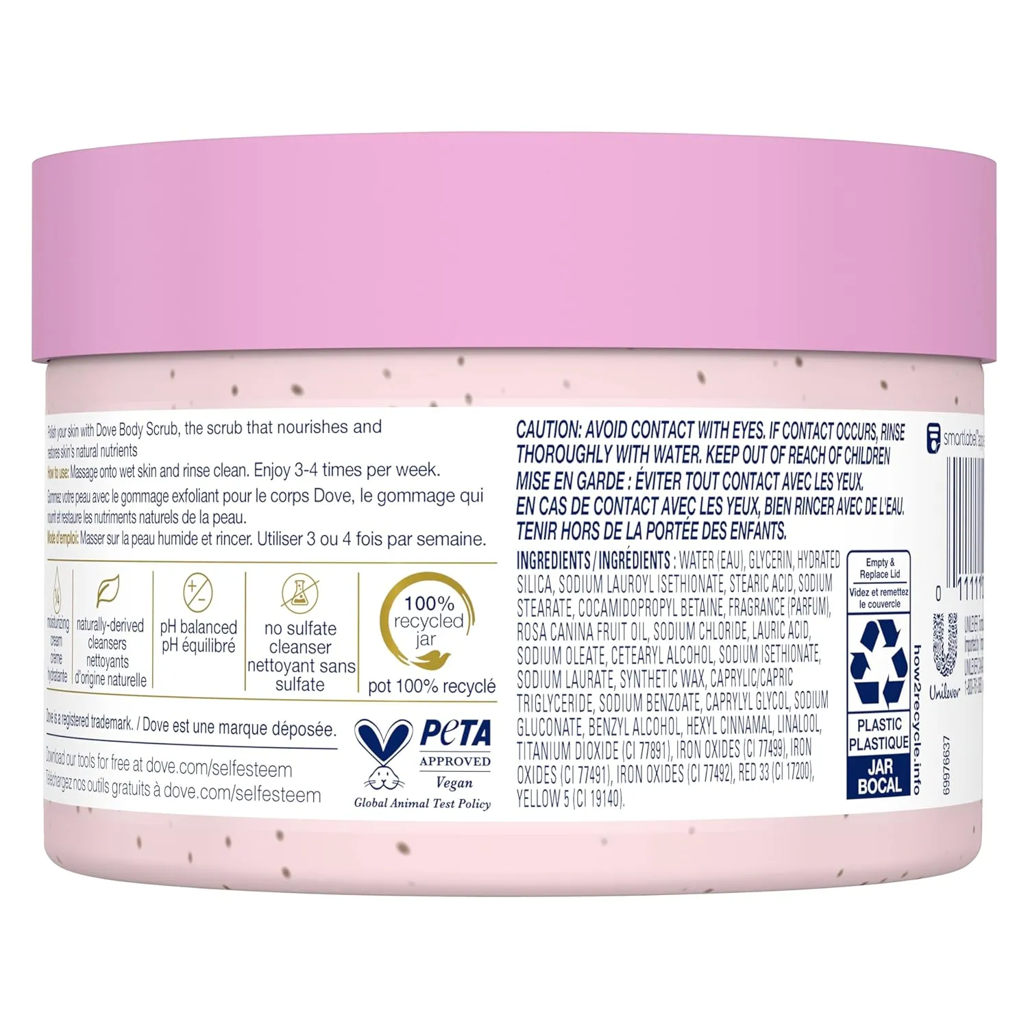 Dove Body Scrub Himalayan Salt & Rose Oil 3 Count for Visibly Silky-Smooth, Nourished Skin, with ¼ Moisturizing Cream, 10.5 oz (Pack of 2)