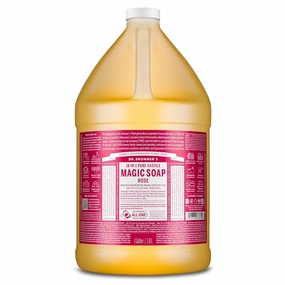 Dr. Bronner's Magic Soap Pure-Castile Liquid Soap (Rose, 1 Gallon) - Made with Organic Oils, 18-in-1 Uses: Face, Body, Hair, Laundry, Pets and Dishes, Concentrated, Vegan, Non-GMO