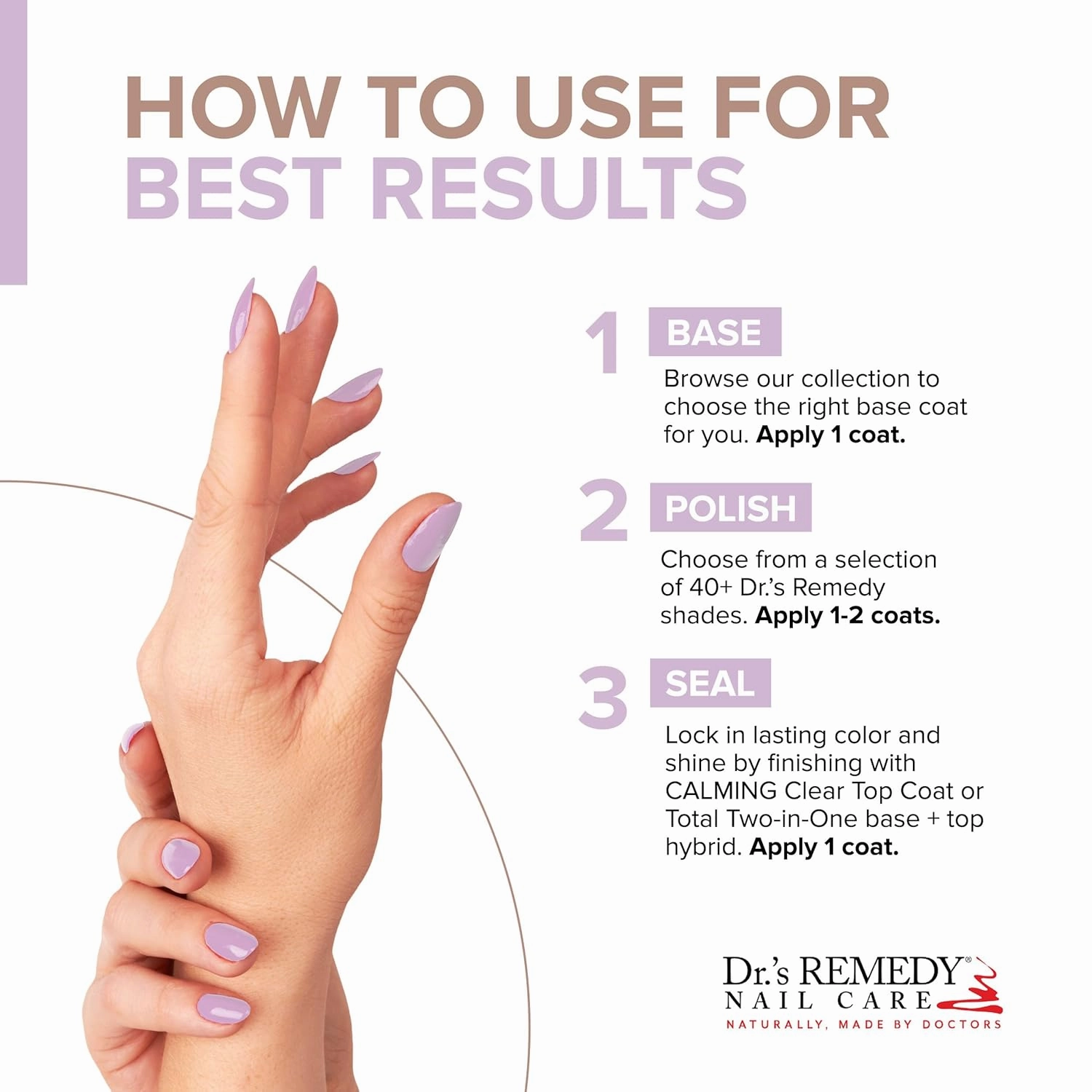Dr’s Remedy Enriched Nail Polish: Non Toxic, All Natural, and Organic - Doctor Formulated: Strengthens, Restores, Heals, and Protects '24-Free' - LYRICAL Lilac