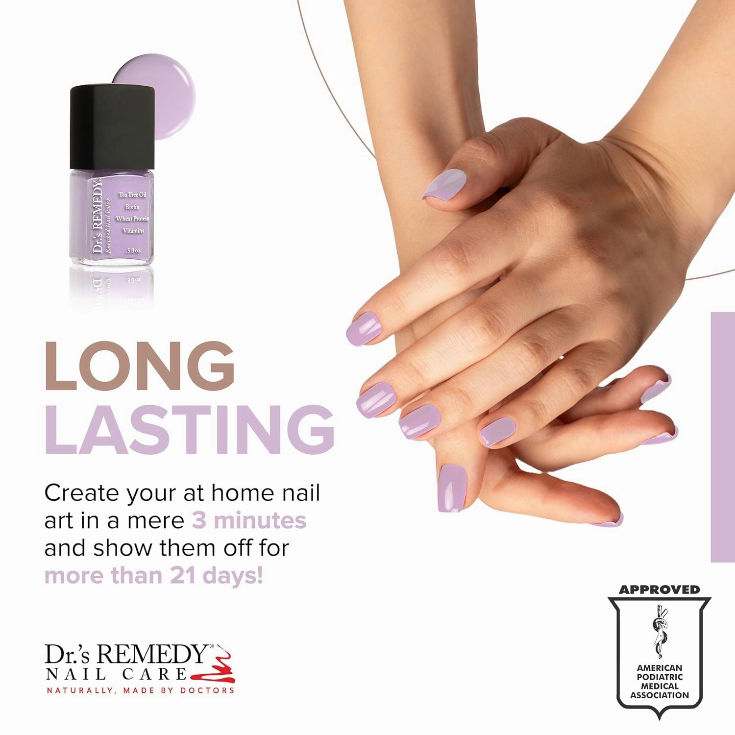Dr’s Remedy Enriched Nail Polish: Non Toxic, All Natural, and Organic - Doctor Formulated: Strengthens, Restores, Heals, and Protects '24-Free' - LYRICAL Lilac