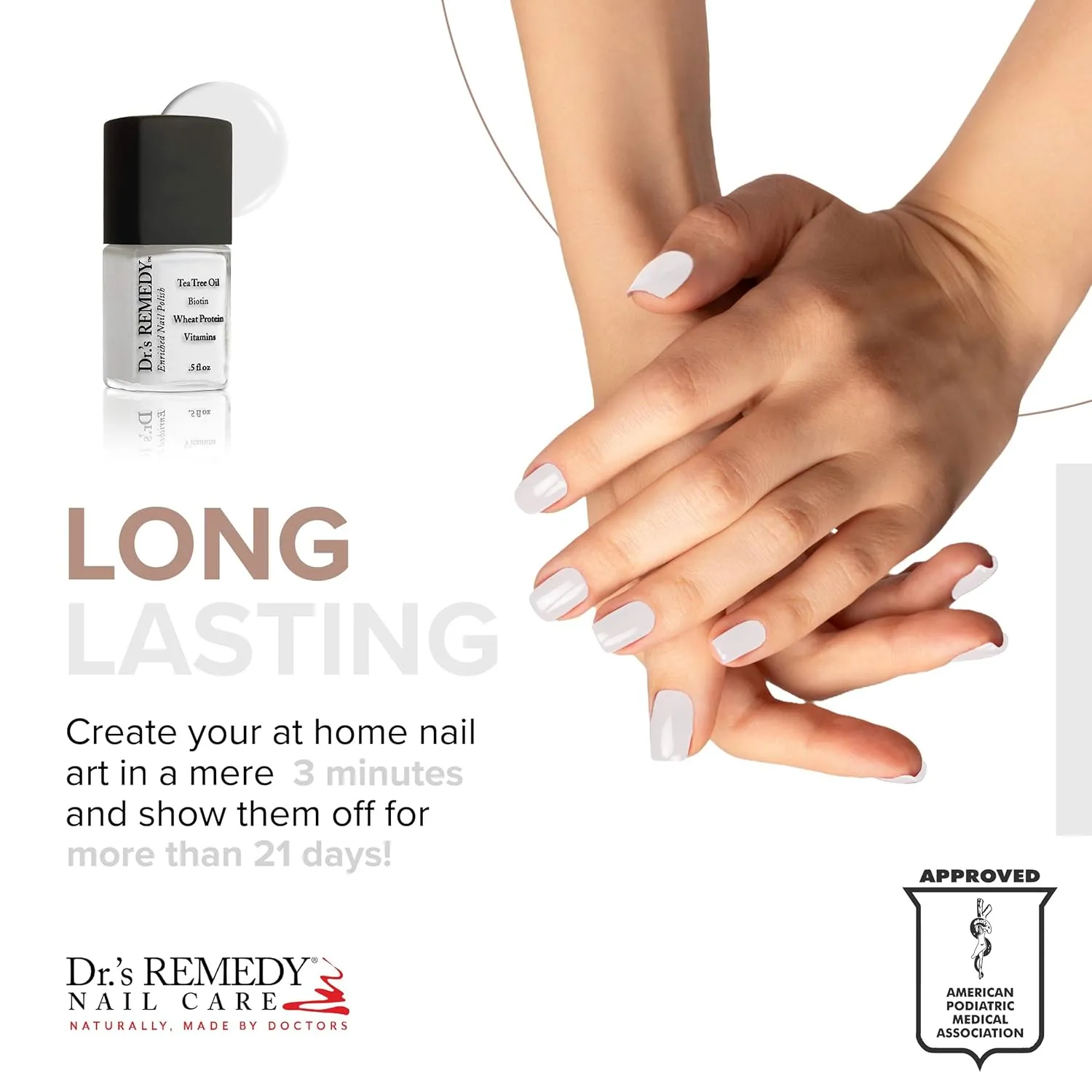 Dr’s Remedy Enriched Nail Polish: Non Toxic, All Natural, and Organic - Doctor Formulated: Strengthens, Restores, Heals, and Protects '24-Free' - CLASSIC Cloud