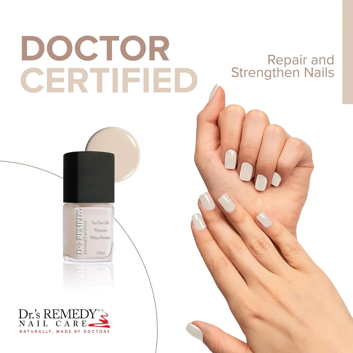 Dr’s Remedy Enriched Nail Polish: Non Toxic, All Natural, and Organic - Doctor Formulated: Strengthens, Restores, Heals, and Protects '24-Free' - LOYAL Linen